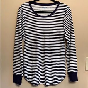 Old Navy navy/white striped thermal top